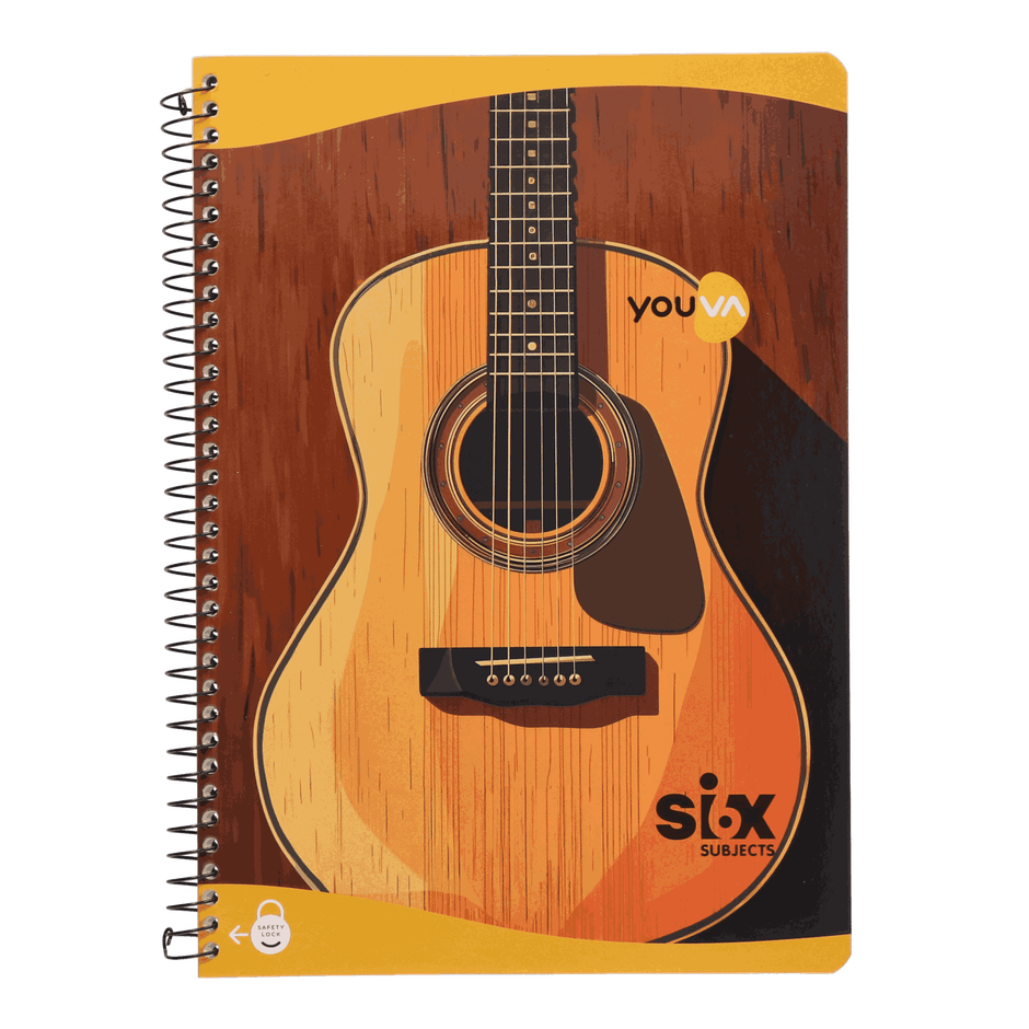 Navneet Youva | 6 Subject Book | Spiral Bound | Jumbo Size 18 cm x 24 cm | Single Line | 300 Pages - Assorted Design
