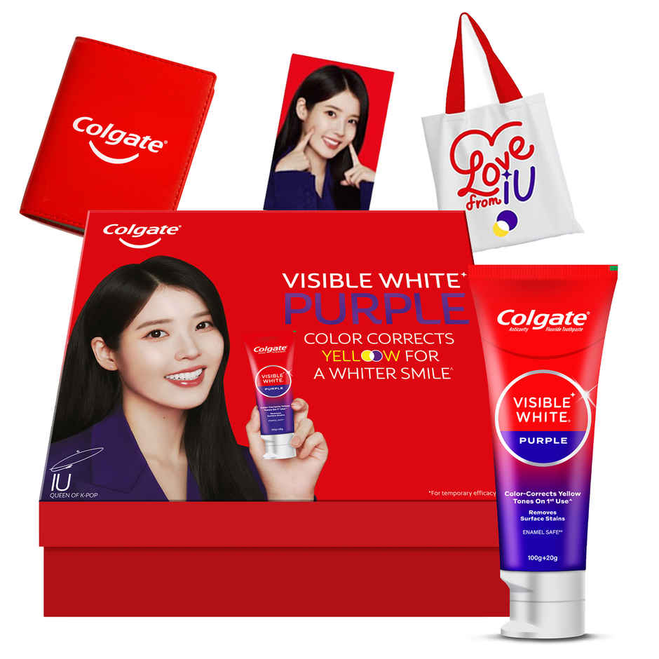 Colgate Visible White Purple Special Edition Kit with IU | Signed Gratitude Journal & Tote Bag