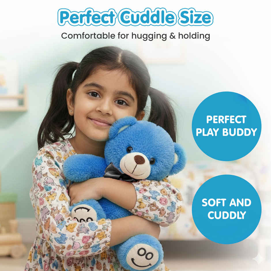 Kidology Cute Teddy Plush Stuffed Toy | Blue - 20 cm