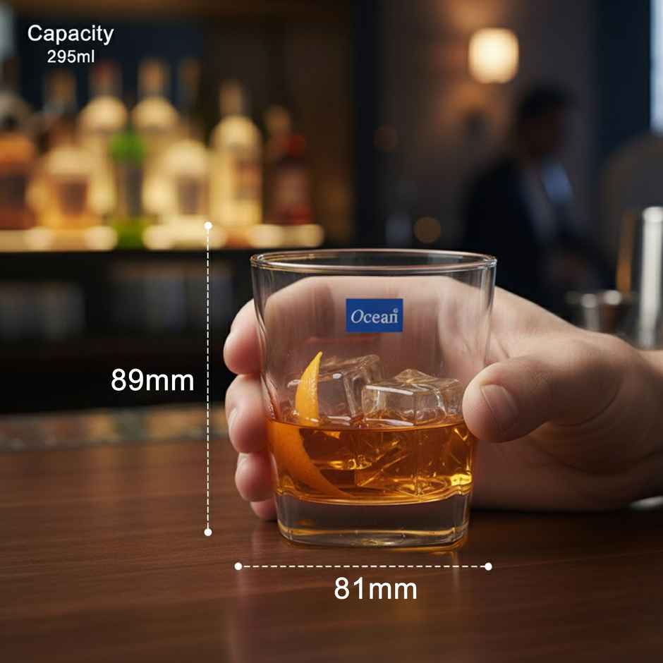 Plaza Whisky Glass Set | 295 ml | 6 pcs | Premium Glassware | Ocean Glassware