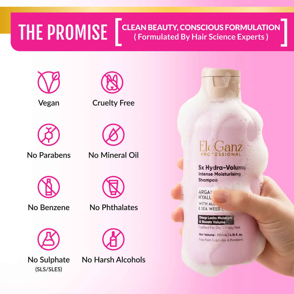 EleGanz Professional 5x Hydra-Volume Intense Moisturising Shampoo with Argan Oil
