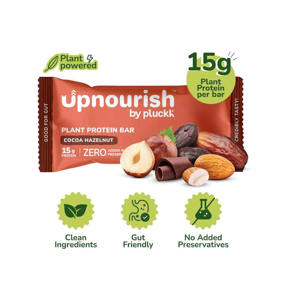 Pluckk Upnourish 15g Plant Protein | Cocoa Hazelnut|No Added Sugar, Preservatives Free|Good For Gut