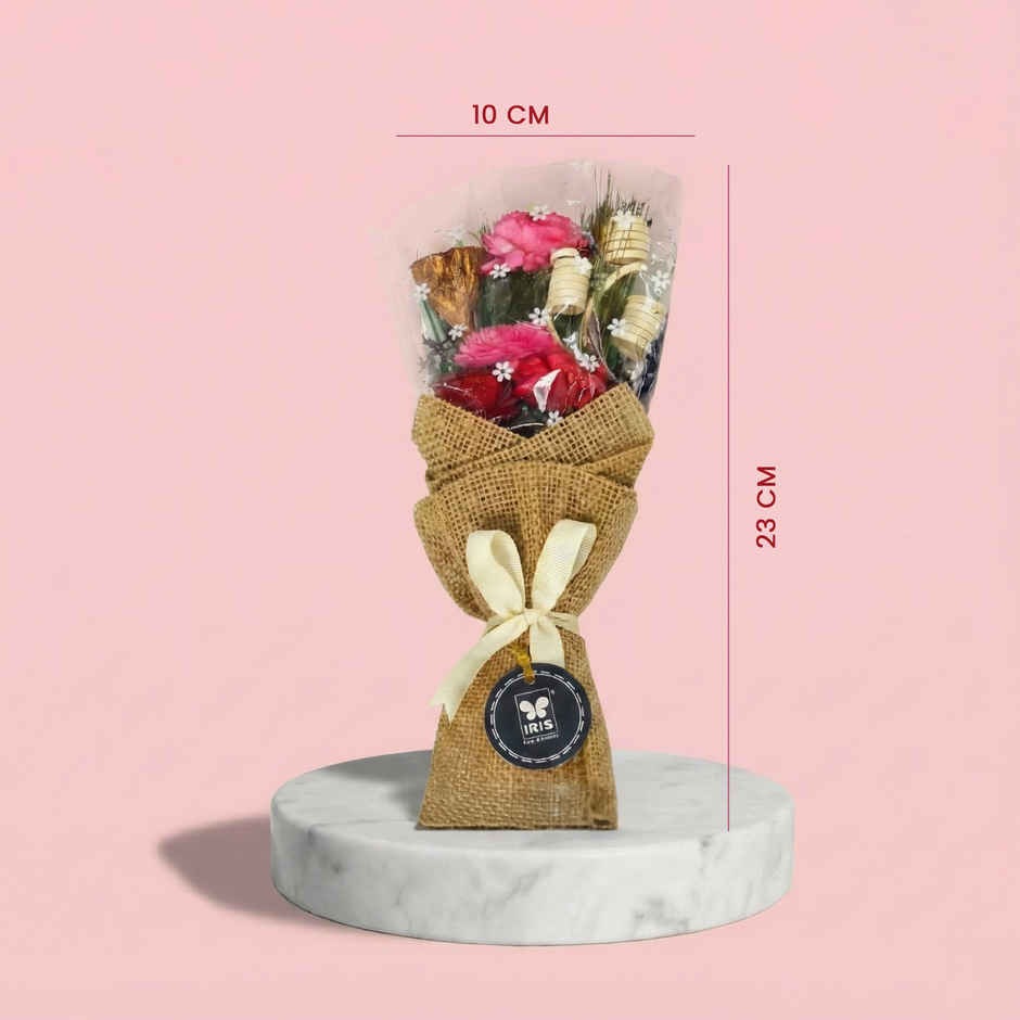 Rose Dry Flower Bouquet with Free Fragrance Spray | Ideal for Gifting | IRIS