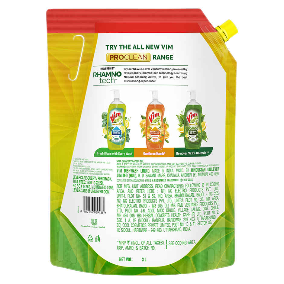 Vim Dishwash Liquid | Removes 100+ Odours & Grease In 1 Wash