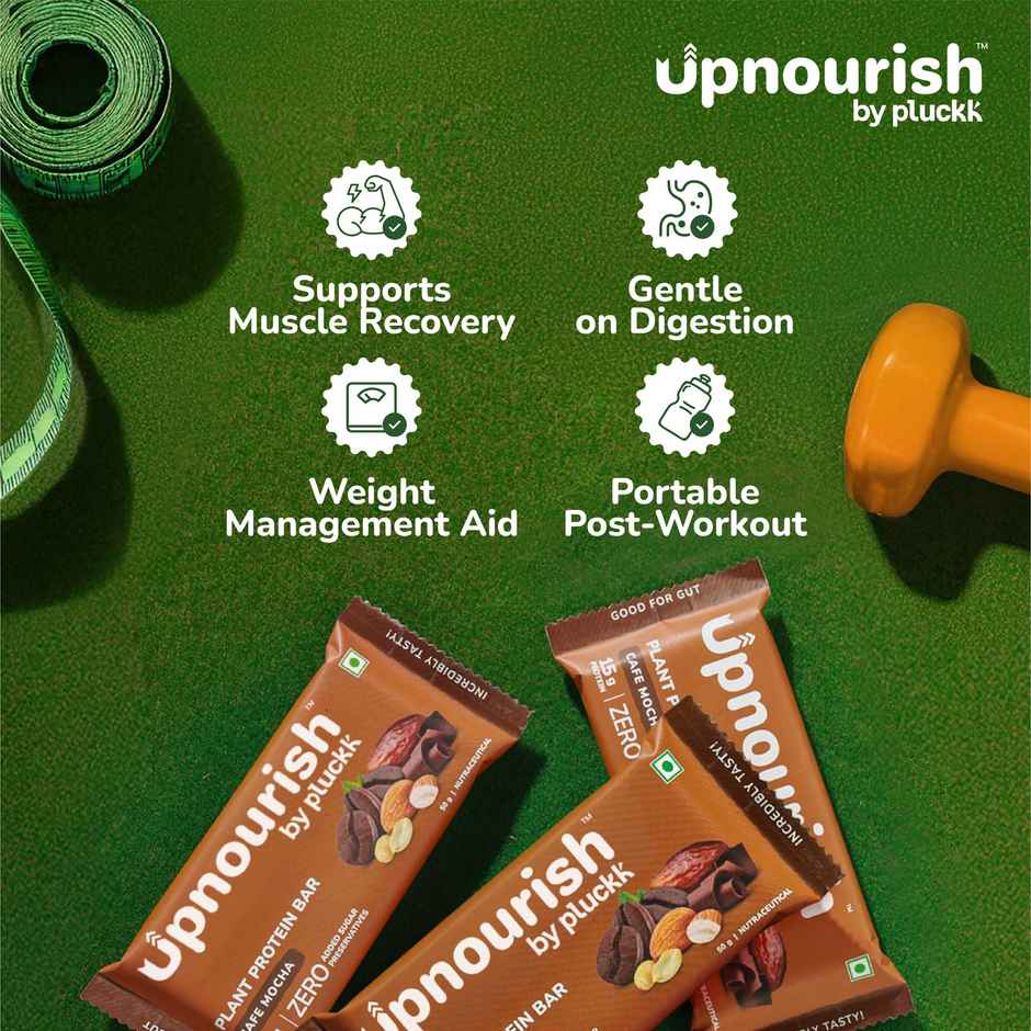 Pluckk Upnourish 15g Plant Protein | Cafe Mocha |No Added Sugar|No Added Preservatives|Good For Gut