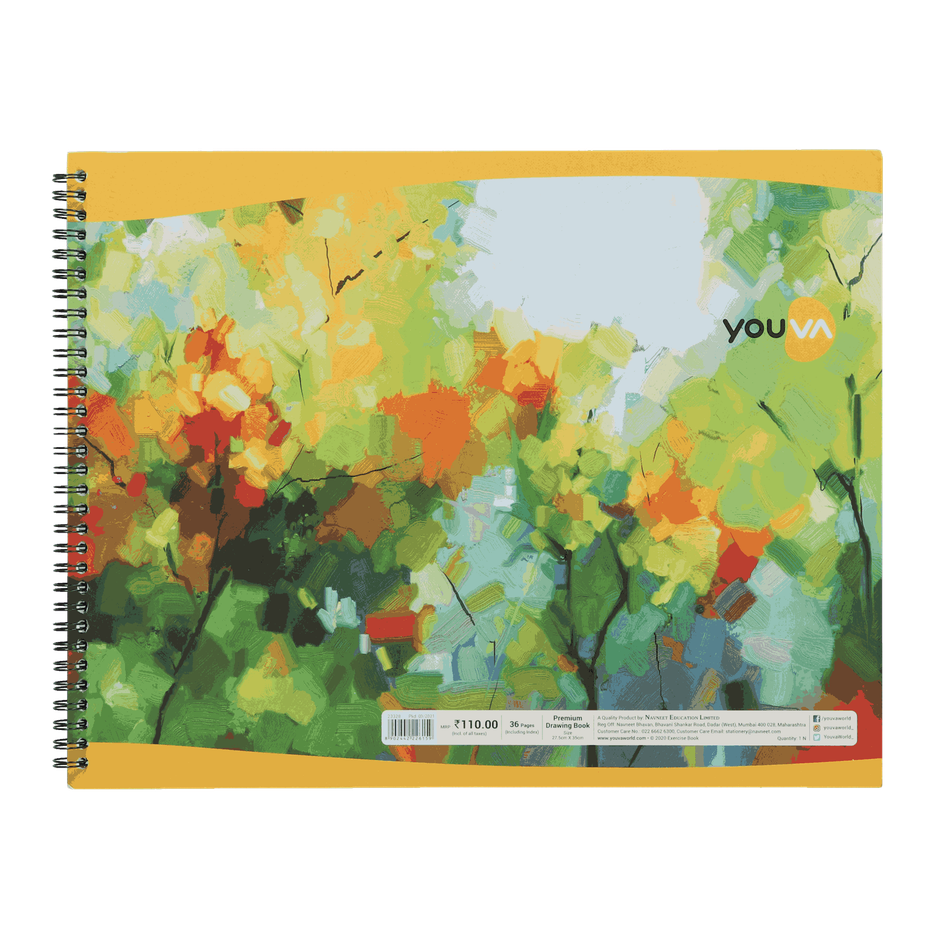 Navneet Youva Premium Plain Drawing Book 36 Pages Wiro Bound 27.5 cm x 35 cm (Colour May Vary)