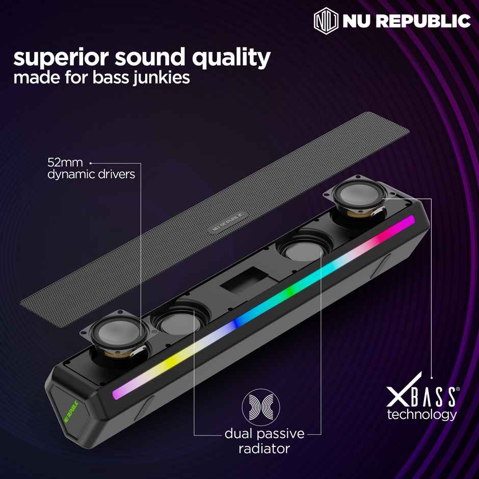 Nu Republic Partybox 240 With 16 Hrs Playtime, 24 W Bluetooth Soundbar (Black, 2.0 Channel)