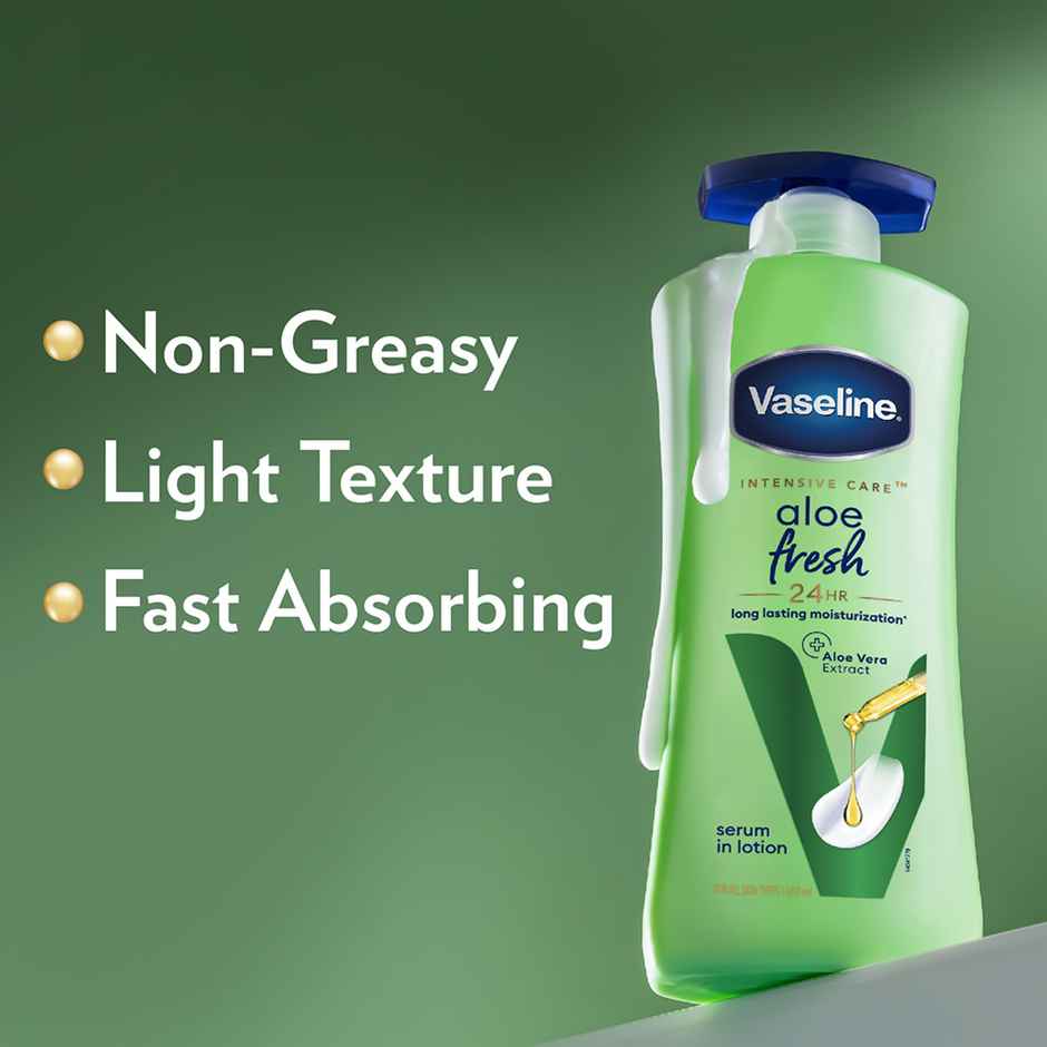 Vaseline Aloe Fresh Body Lotion,24 Hr Long Lasting Moisturisation With Aloe Vera Extract