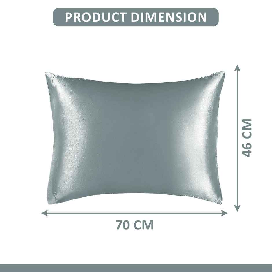 Kuber Industries 2 Pcs Satin Pillow Covers for Hair with 3 Scrunchies for Women | Ash Grey
