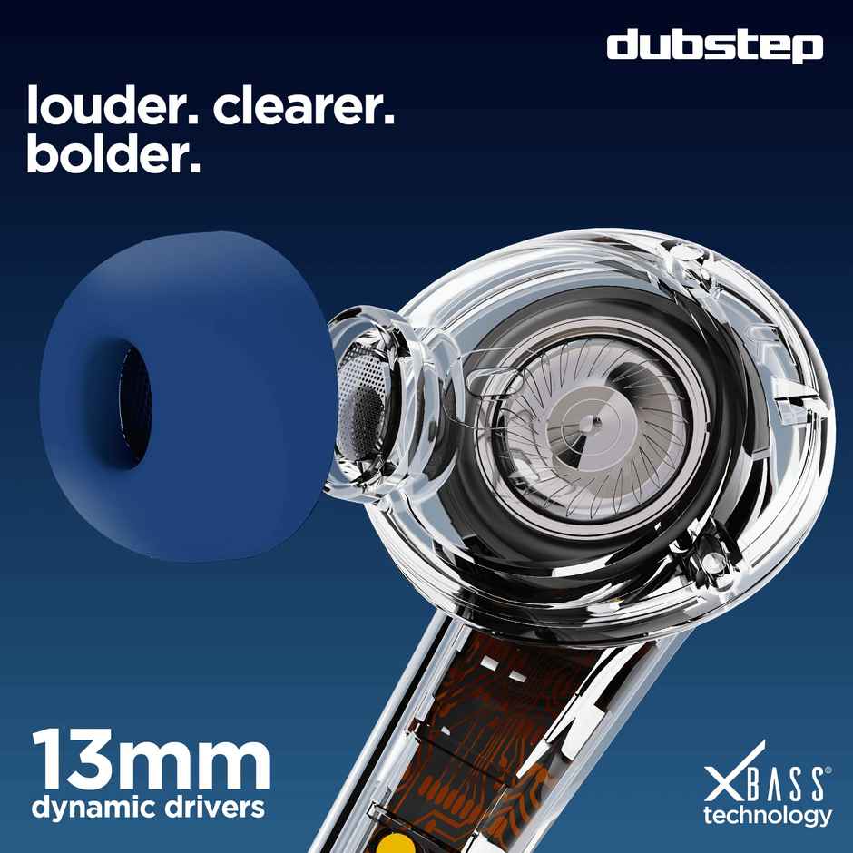 Dubstep Buzz X6 TWS Earbuds Upto 54hrs Playtime|13mm Neodymium Driver| XBass Technology|TWS Ear Buds Wireless Earphones with mic - Blue
