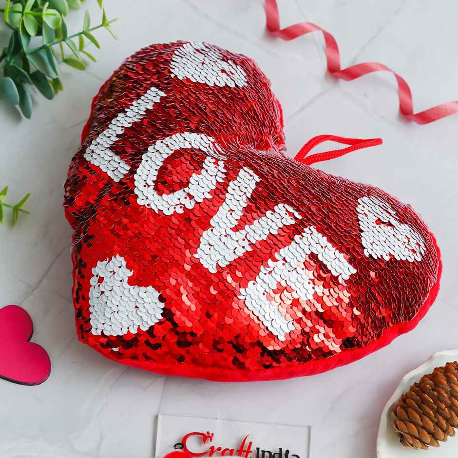 Heart Shape Love Pillow Cushion | Red White | EcraftIndia