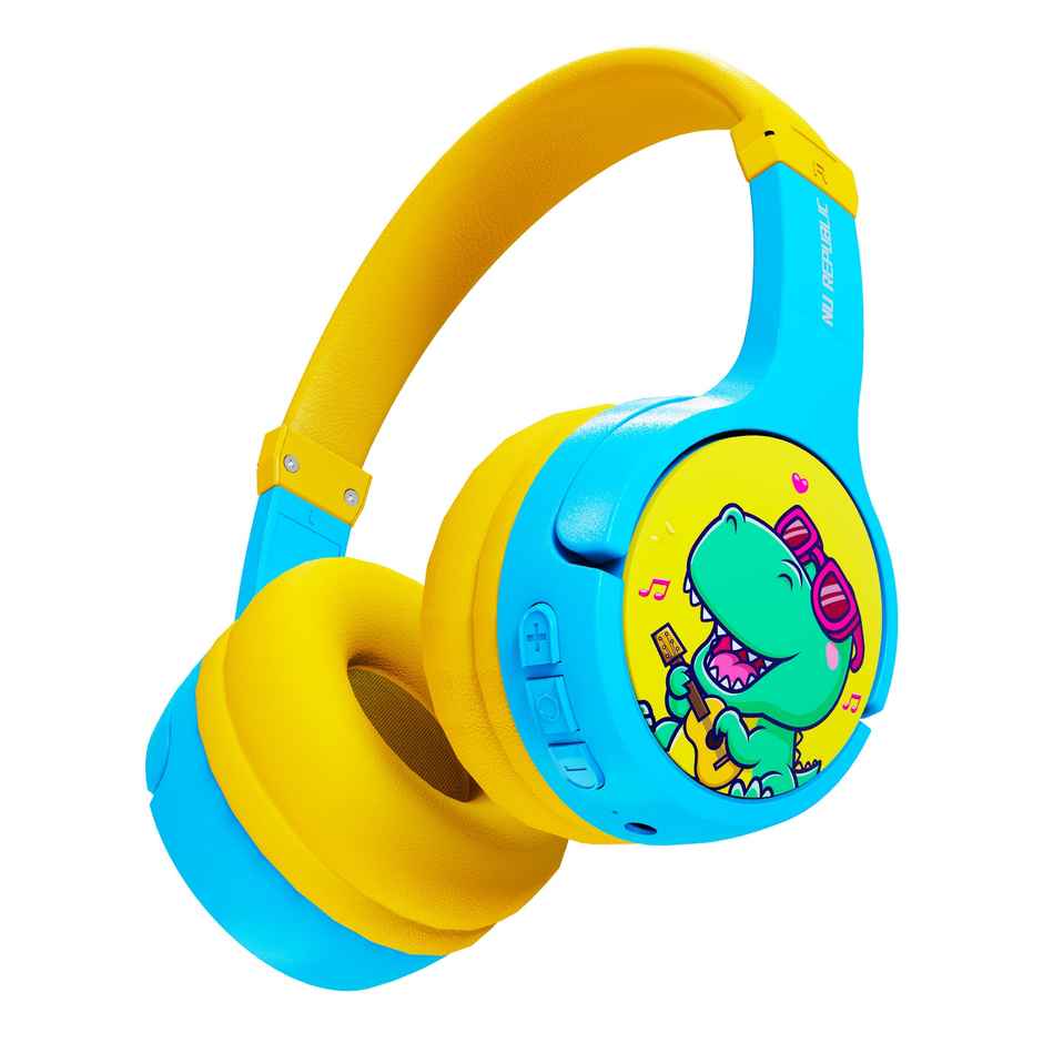 Nu Republic Beatpop with 42 hrs Playtime ENC Wireless Headphone - Blue & Yellow