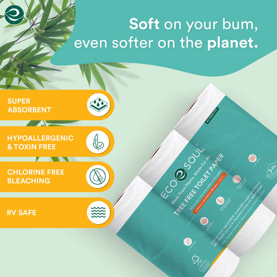 ECO SOUL 3Ply | 160 x 6 Rolls | Toilet Paper