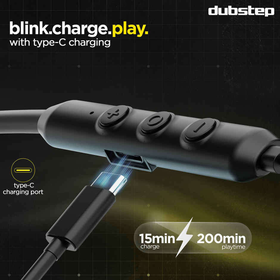 Dubstep Jive J7 Wireless Earphones with Mic | Upto 50 Hrs Playtime | ENC | BT v5.4 | Black