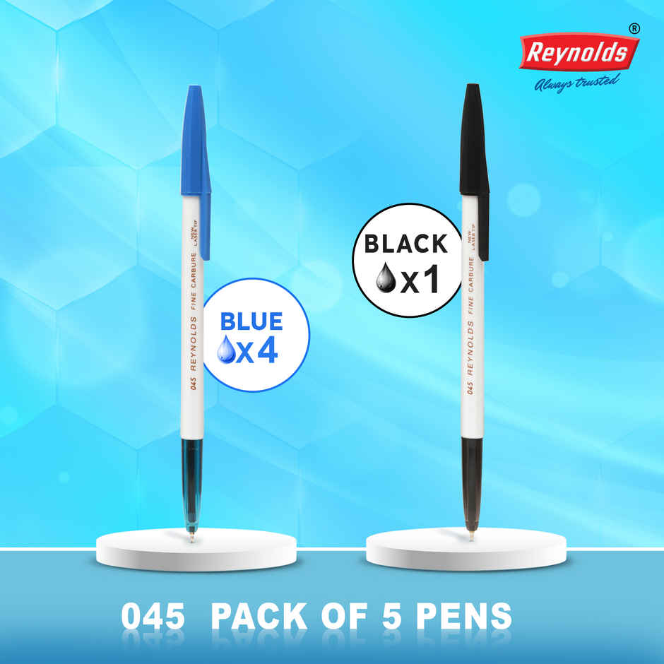 Reynolds 045 Ball Pen Set (5 Pens - 4 Blue Pens; 1 Black Pen)