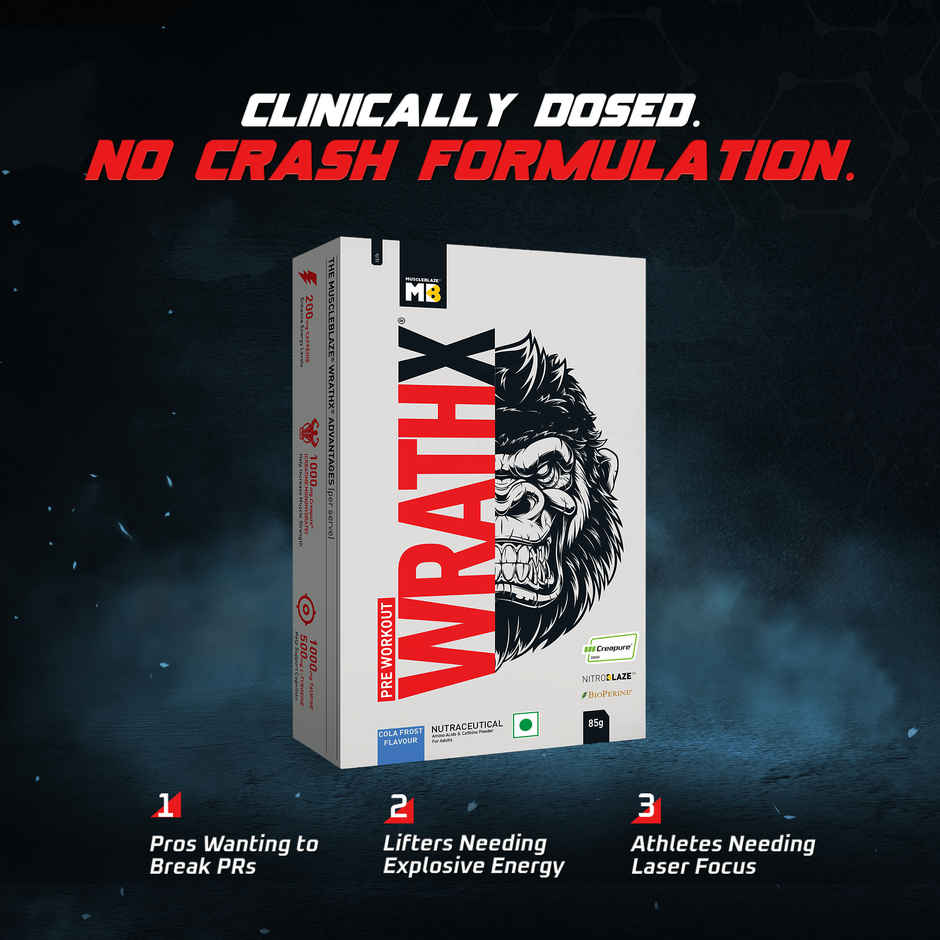Muscleblaze Pre Workout Wrathx With Creapure, Nitroblaze & Bioperine | Cola Frost