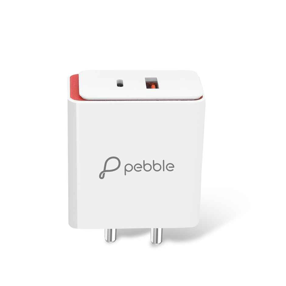 Pebble PWC34 25W Wall Charger | QC + PD Fast Charging with A to C Cable | White