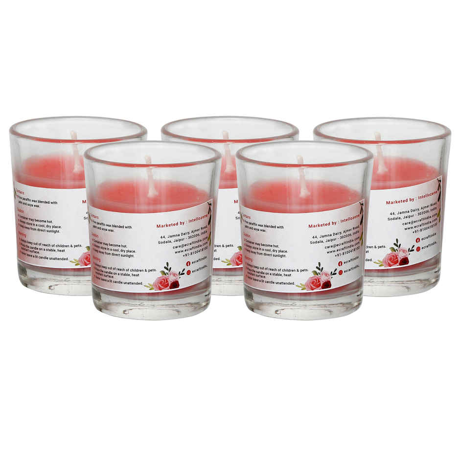 Glass Scented Candles | Rose | Pack of 5 | eCraftIndia