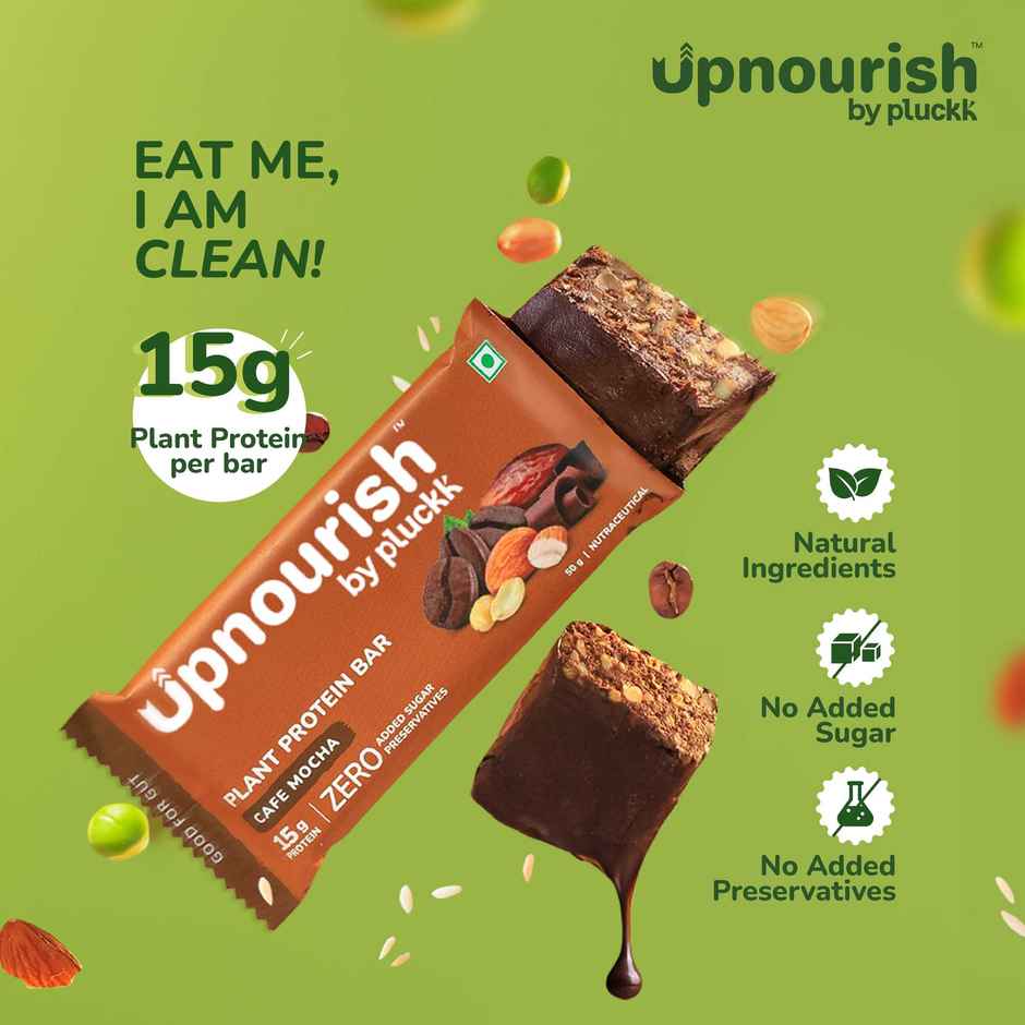 Pluckk Upnourish 15g Plant Protein | Cafe Mocha |No Added Sugar|No Added Preservatives|Good For Gut