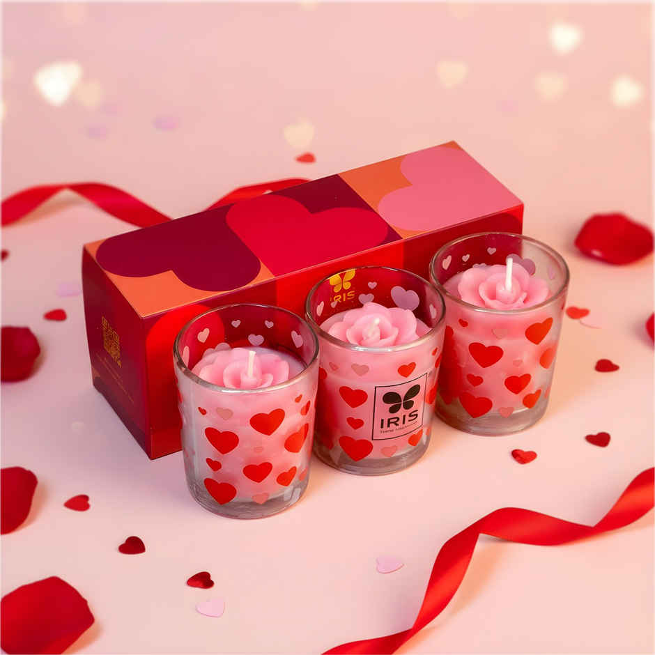 Blooming Hearts Shot Glass Candles | Burns 8 Hours Each | IRIS