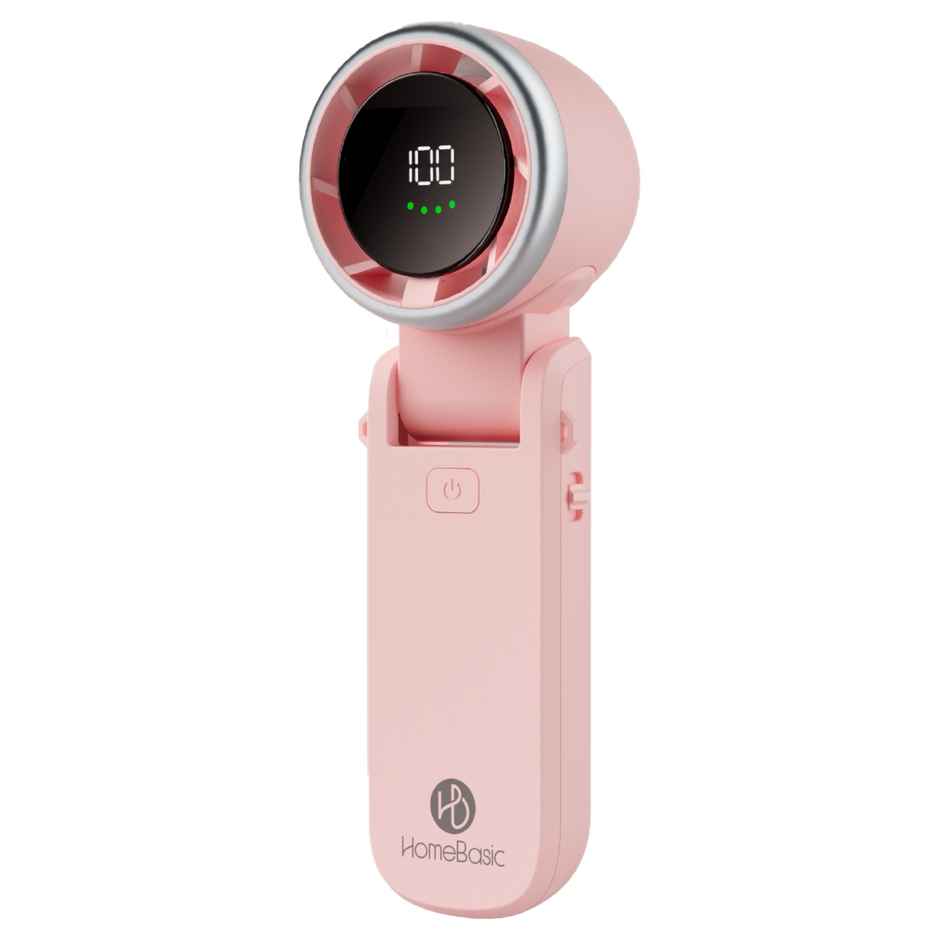 Homebasic Turbo Frost Mini USB Portable Fan,13000RPM,100 Speeds,Rechargeable, Digital Display, Pink