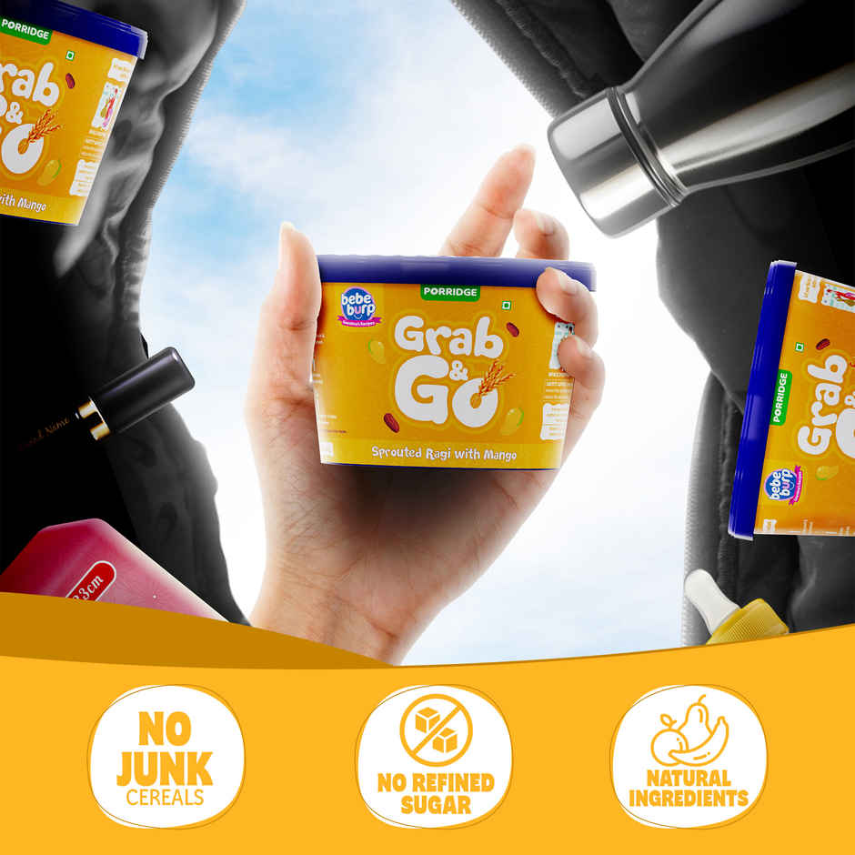 Bebe Burp Grab and Go Travel Pack Combo | Barley Multi Millet Sprouted Ragi | Pack Of 3