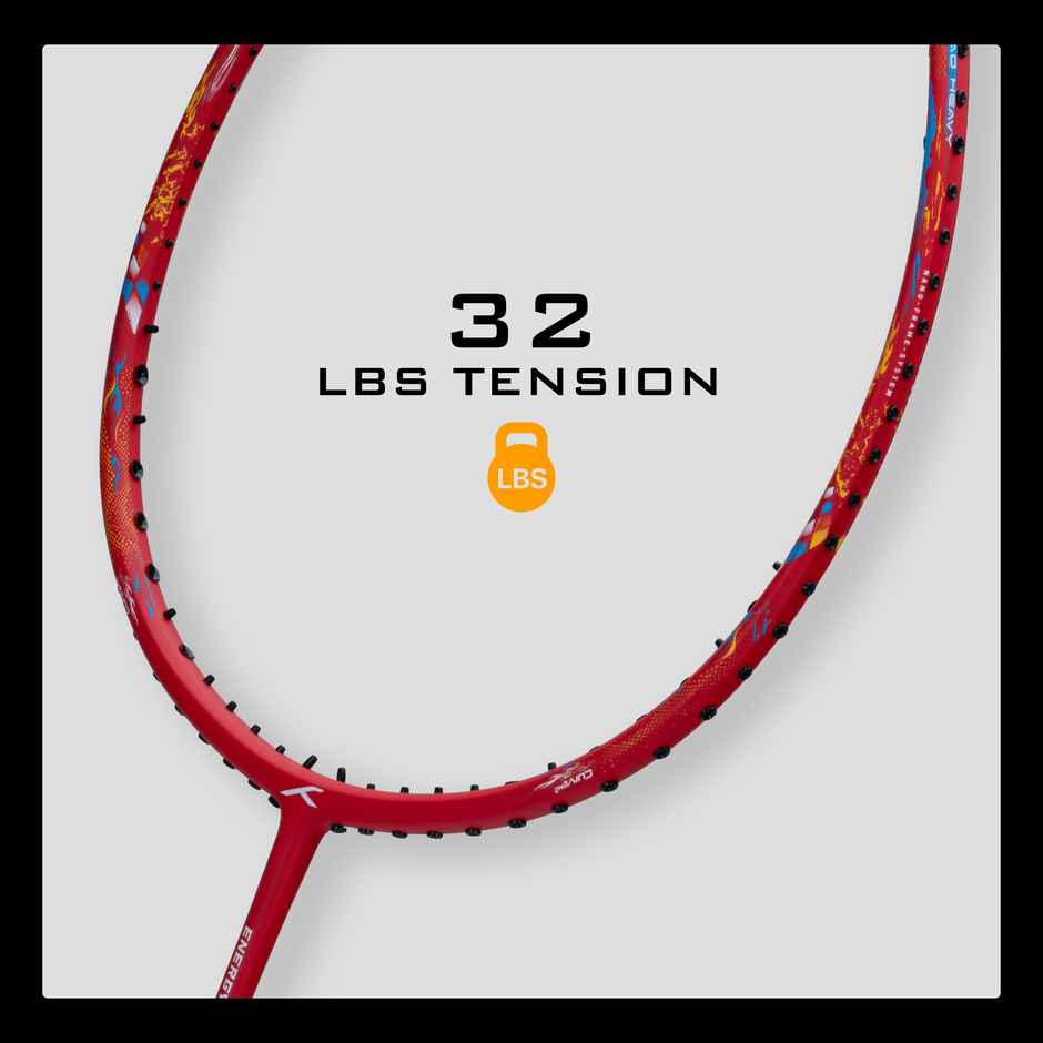 Hundred Carbon Fibre Energy Burst 18 Strung Badminton Racket With Full Cover | Red