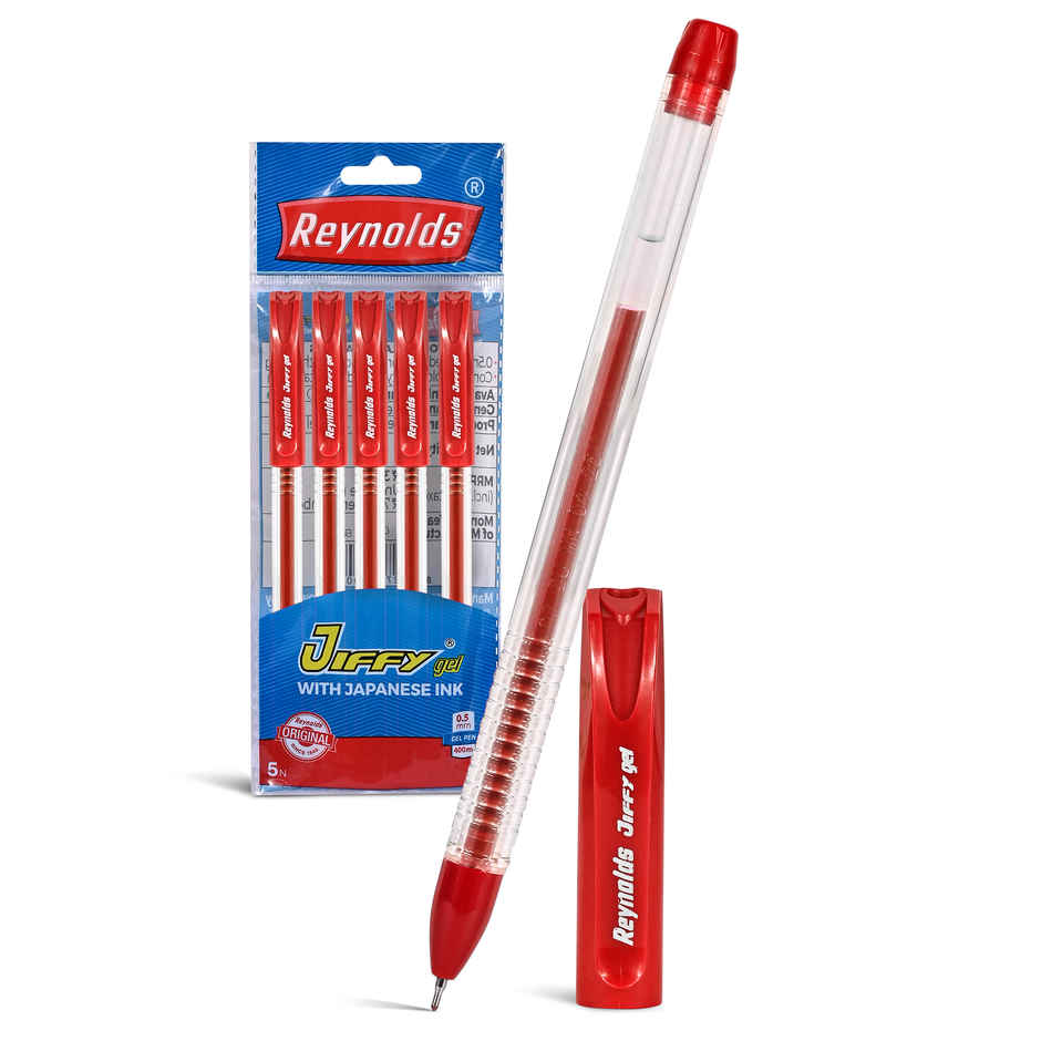 Reynolds Jiffy Gel Pen Set (5 Red Pens)