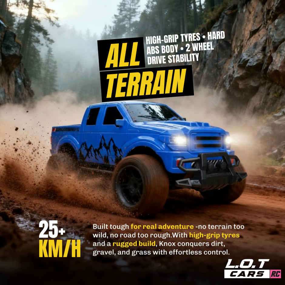 L.O.T Cars Knox All Terrain RC  Car | 20Kmph 2.4 GHz | 3 speed mode | Recharable Battery | Explorer Blue