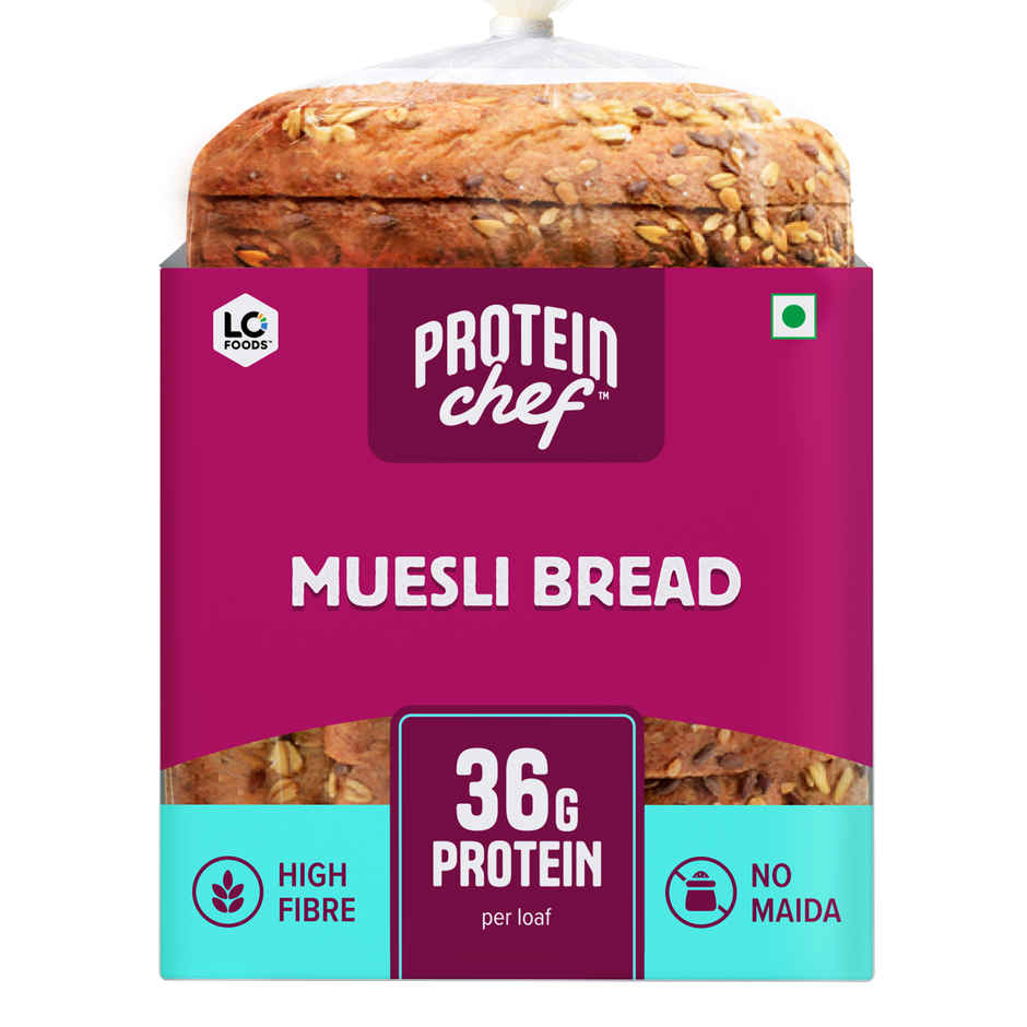 Protein Chef 36g Protein Muesli Multigrain Bread, Breakfast Breads with No Maida No Preservatives