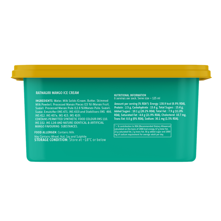 Hocco Ratnagiri Mango Ice Cream Tub