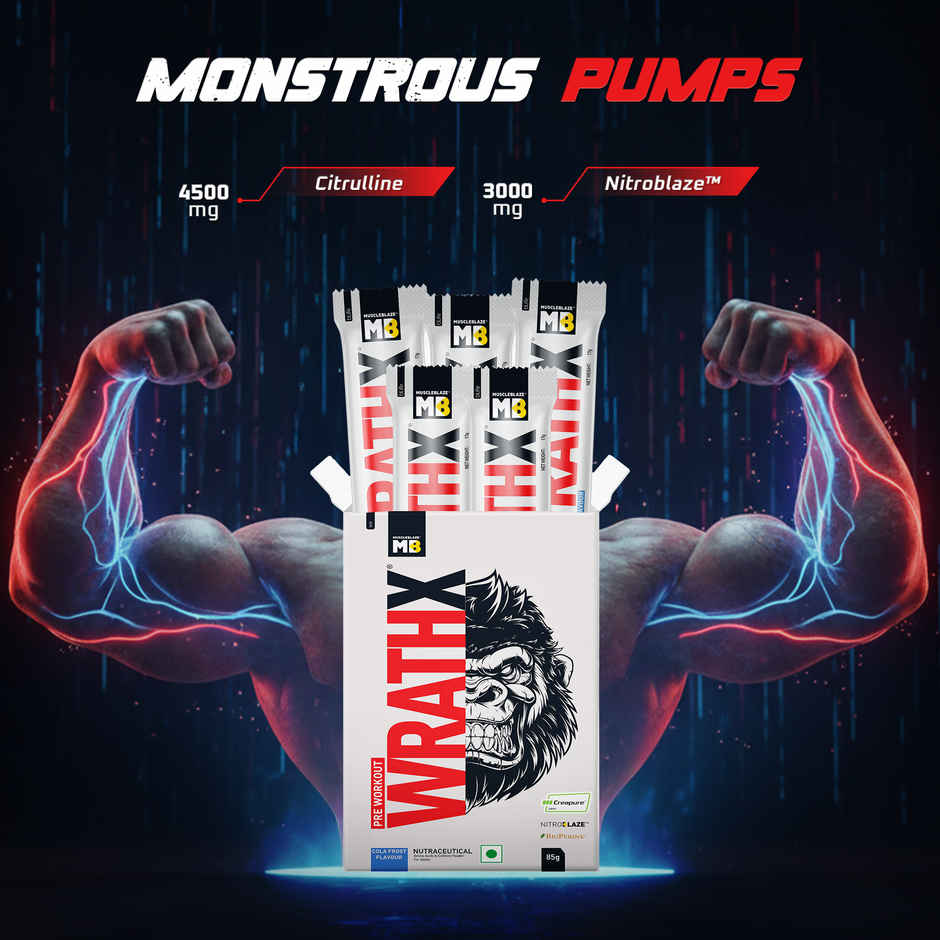 Muscleblaze Pre Workout Wrathx With Creapure, Nitroblaze & Bioperine | Cola Frost