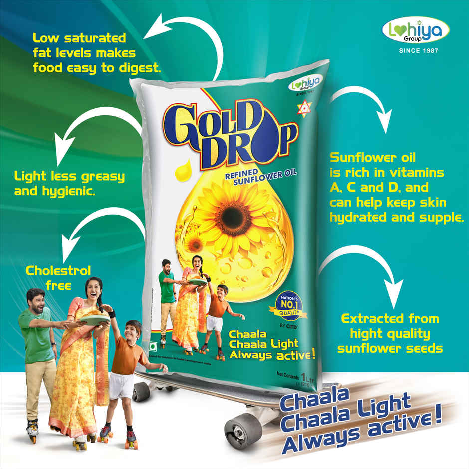 Gold Drop Cooking Oil Sunflower (Pouch)(1 l), Madhur Sugar/Sakkare - Refined(1 kg) & Fortune Sona Masoori Supreme Rice(5 kg) Combo