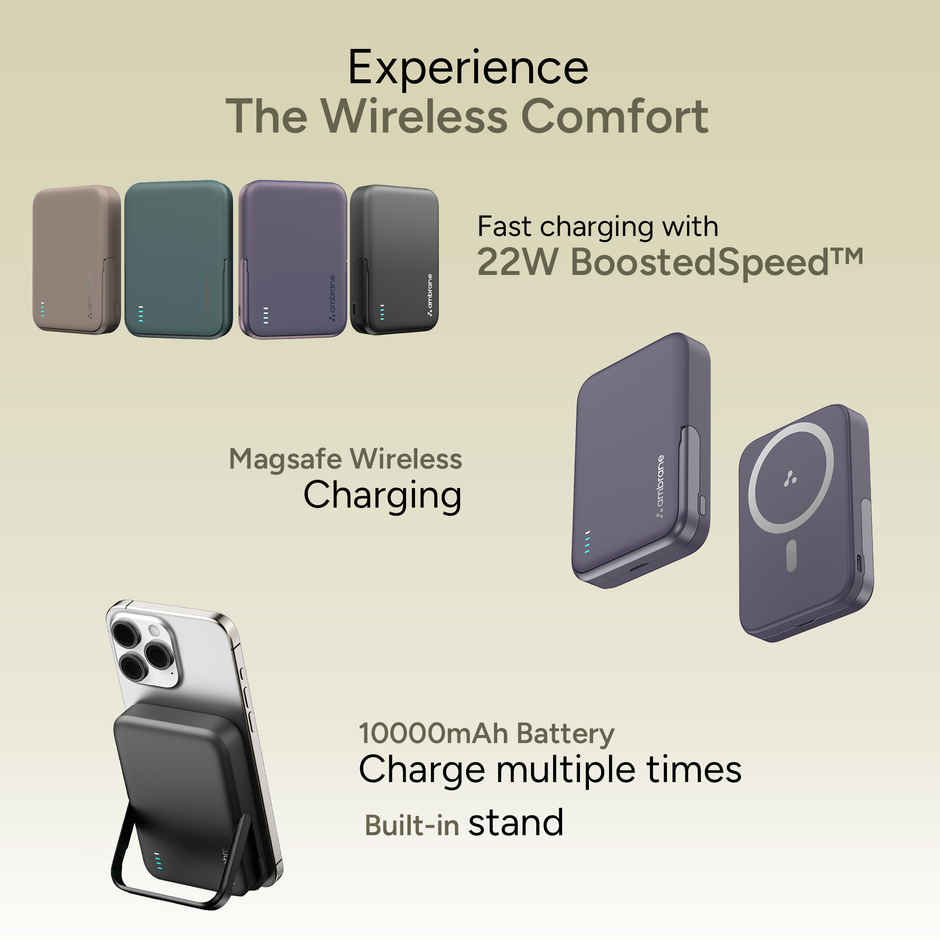 Ambrane MagSafe Power Bank | 22.5W | 10000mAh | Brown