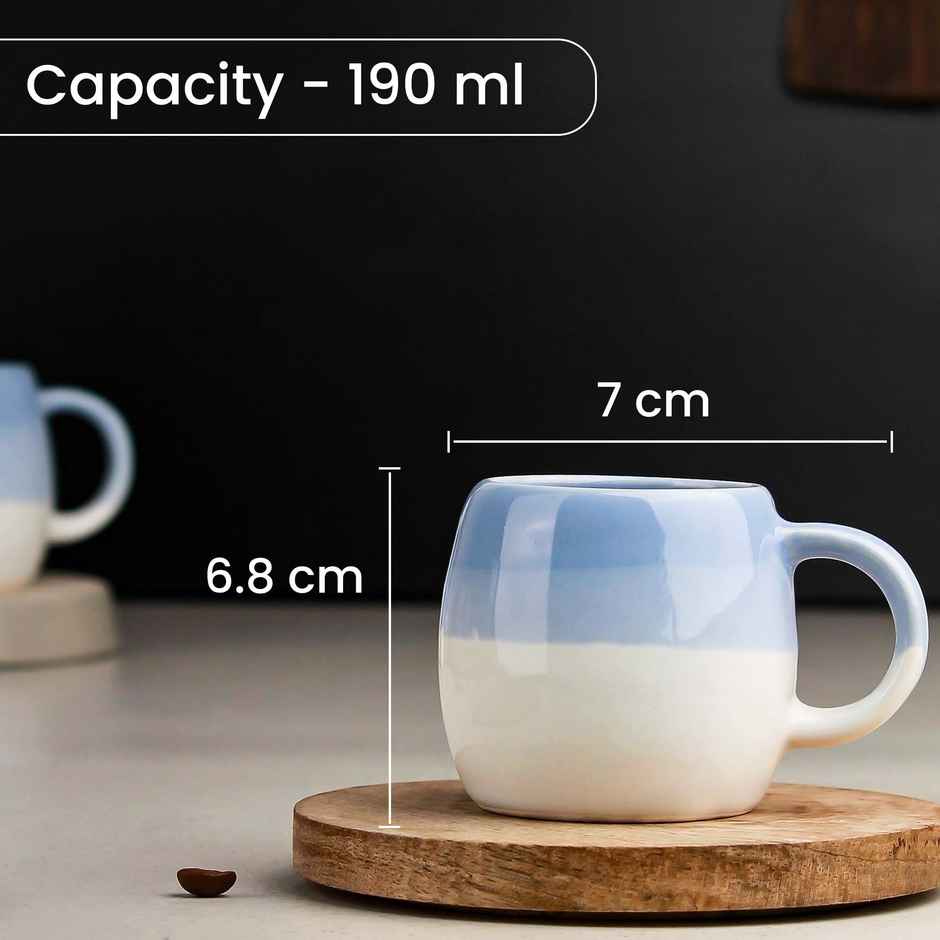 The Earth Store Tt Sky Blue Ovule Tea Cups | 190 ml Microwave Safe Coffee Cup