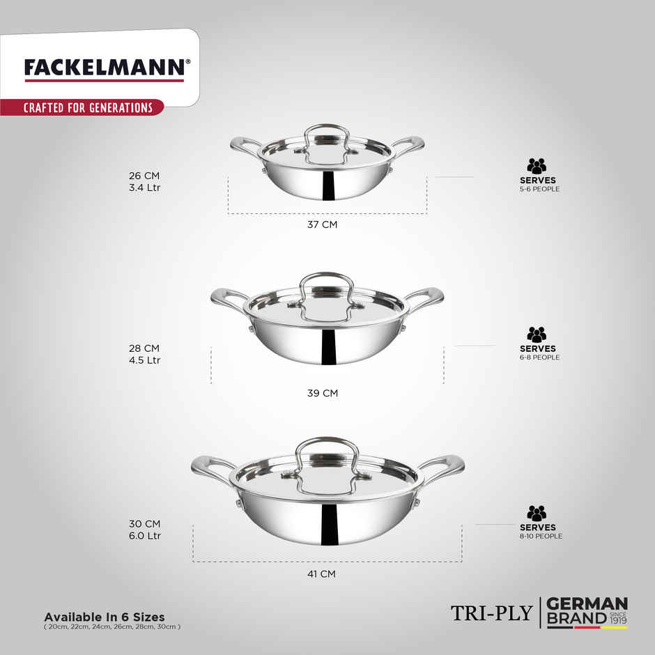 Fackelmann Triply Kadai w SS Lid 30 cm
