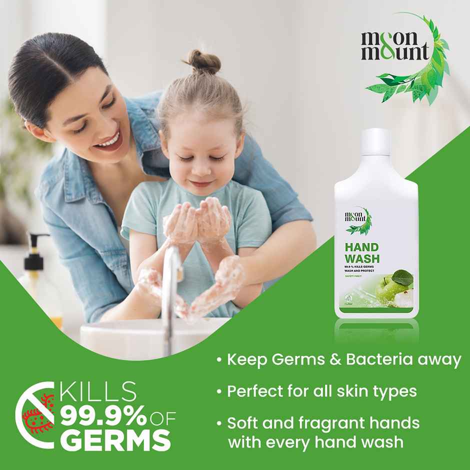 Moon And Mount Hand Wash Protection From Germs Hand Wash Liquids (Green Apple) 1 l