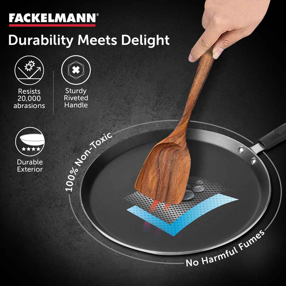 Fackelmann Quartz Nonstick Flat Tawa 25Cm, Induction, German Tech, Paratha, Omelette, Dosa