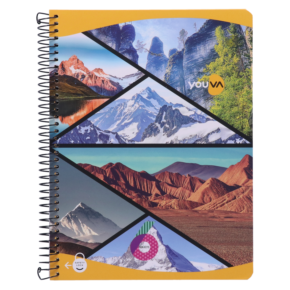 Navneet Youva | 6 Subject Book | Spiral Bound | Jumbo Size 18 cm x 24 cm | Single Line | 300 Pages - Assorted Design