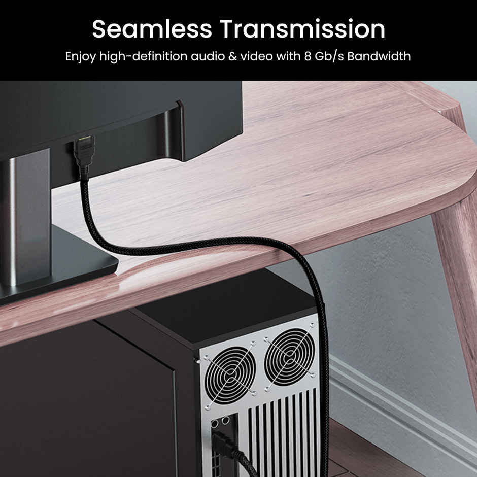 Ambrane (AHDMS-30) 3M High Speed HDMI Cable Supports 3D, 4K, ARC & CEC Extension, Gold Plated Connectors, Compatible with HDMI-Enabled TV, Set Top Box, Blu-ray, Gaming Consoles - Black