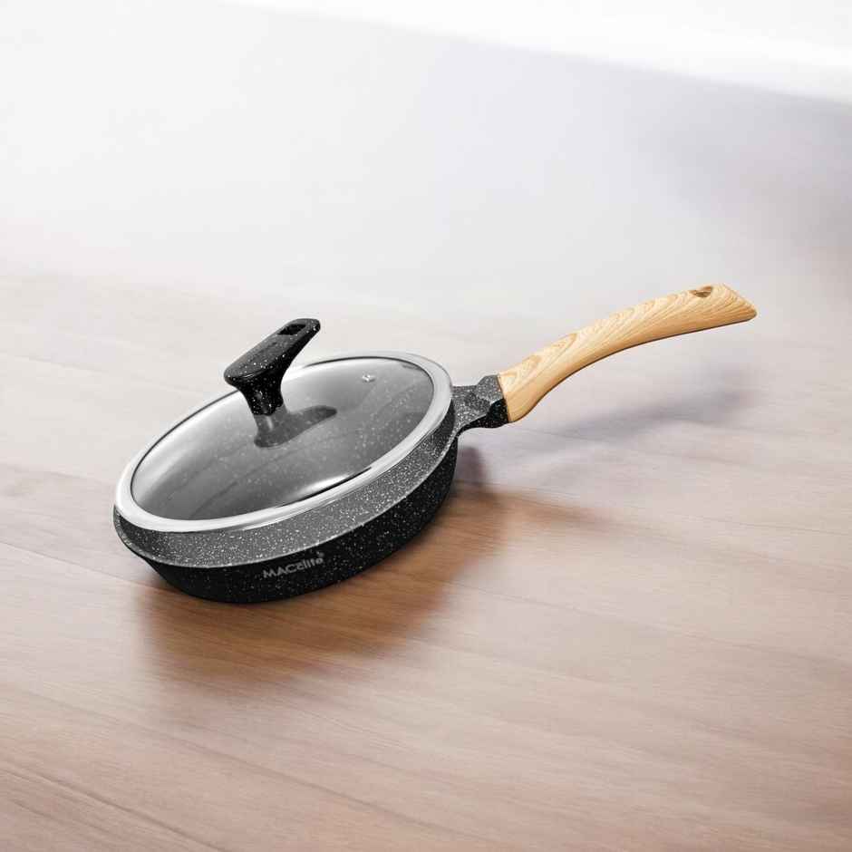 Macclite Non-Stick PDC Granite+ Induction Base Hard Rock Deep Frying Pan 20 cm With Glass lid