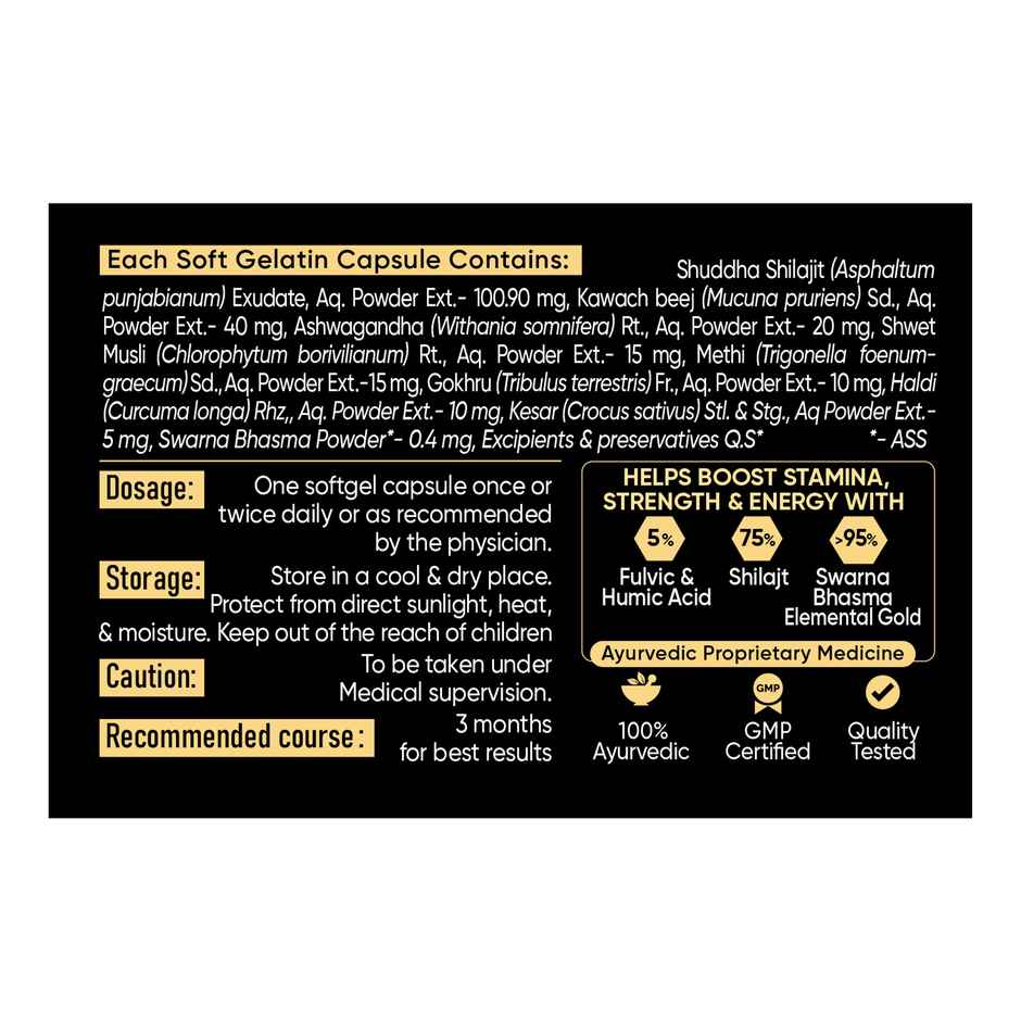 Dr. Vaidya's Herbo24Turbo Shilajit Resin Gold Softgel Pack for Strength & Stamina