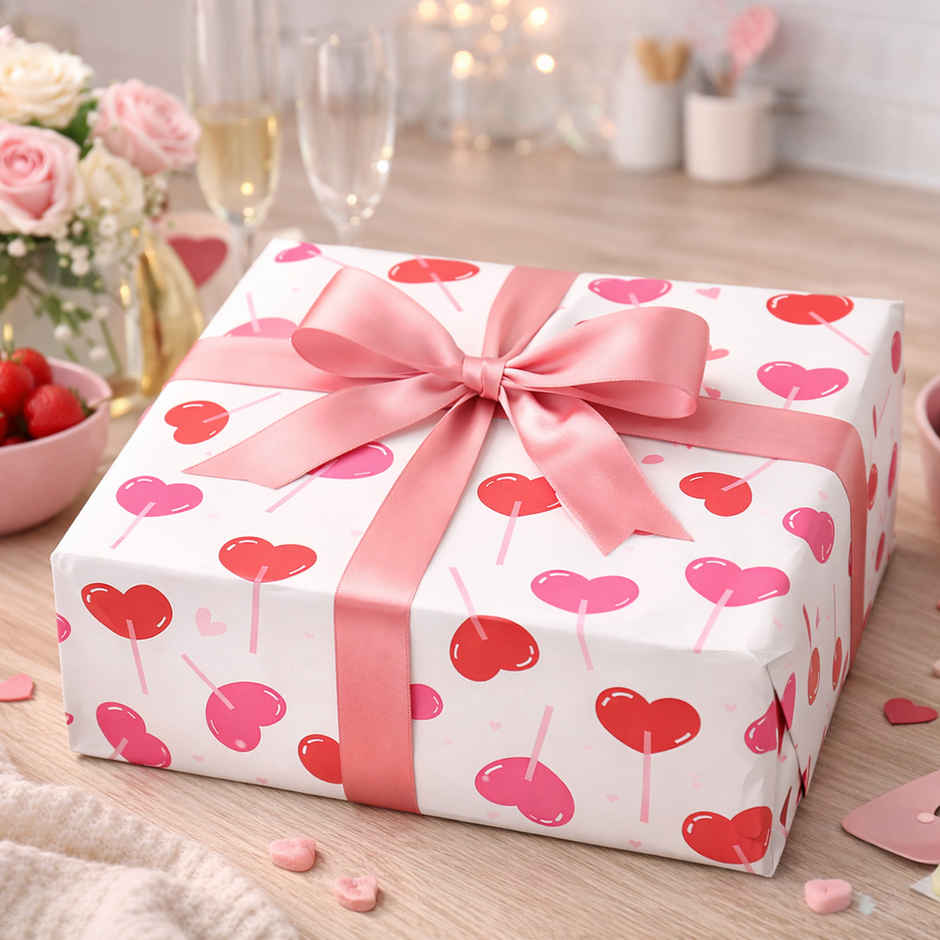 Candy Love Heart Gift Wrapping Paper | Bright Storey