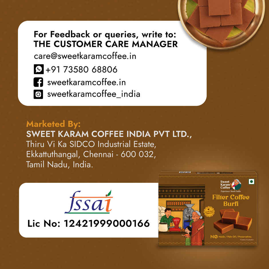 Sweet Karam Coffee Signature Filter Coffee Burfi - No Preservatives