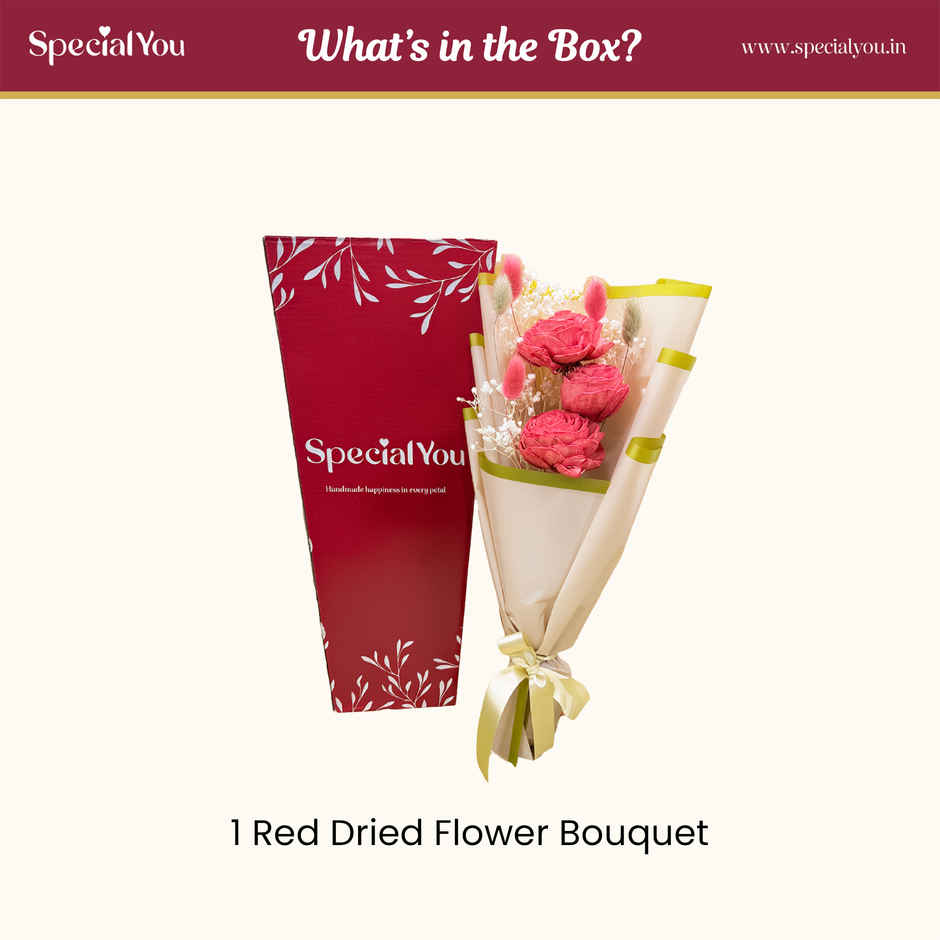 Red Dried Flower Love Bouquet | Ideal for Gifting | Special You