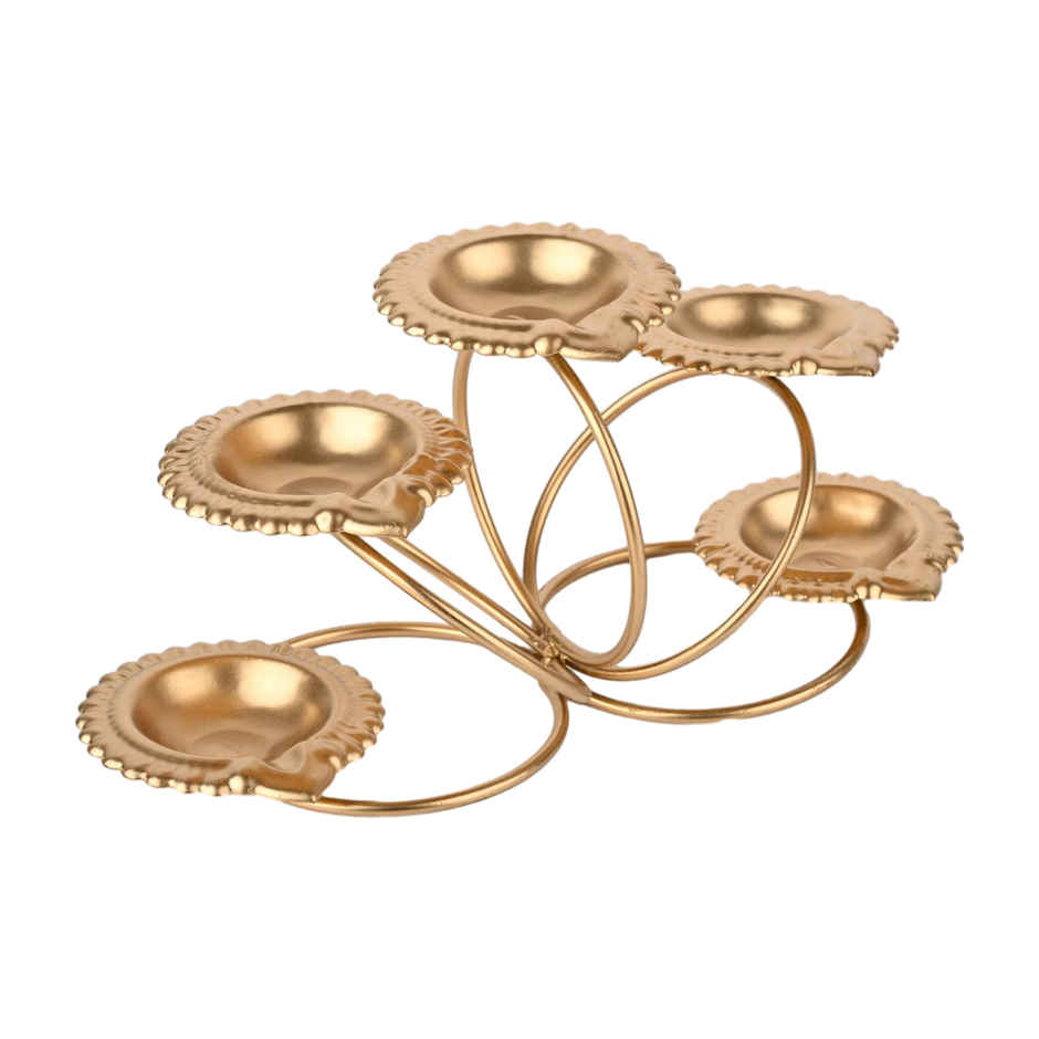 Tealight Candle Holder for Home Decor | Metal Diya | Gold | Urban Born