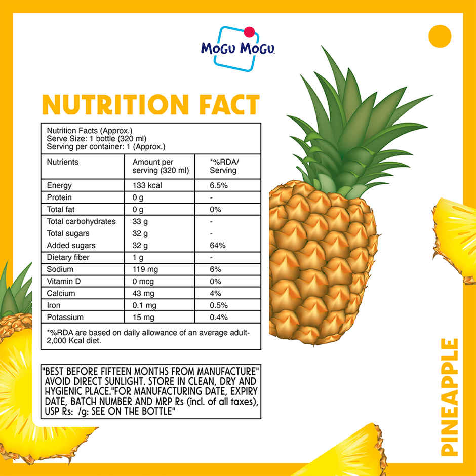 Mogu Mogu Pineapple Fruit Drink with Nata de Coco
