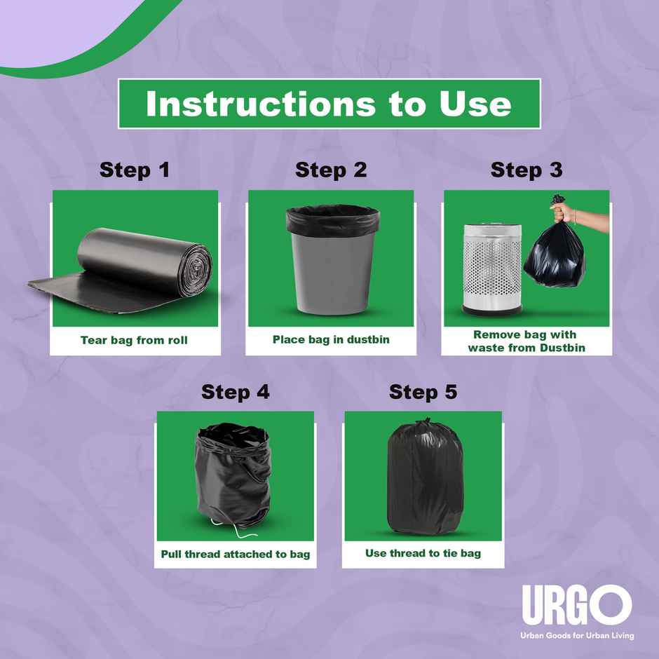 URGO Medium Premium Garbage Bags - 19x21 Inch - Oxo-Degradable