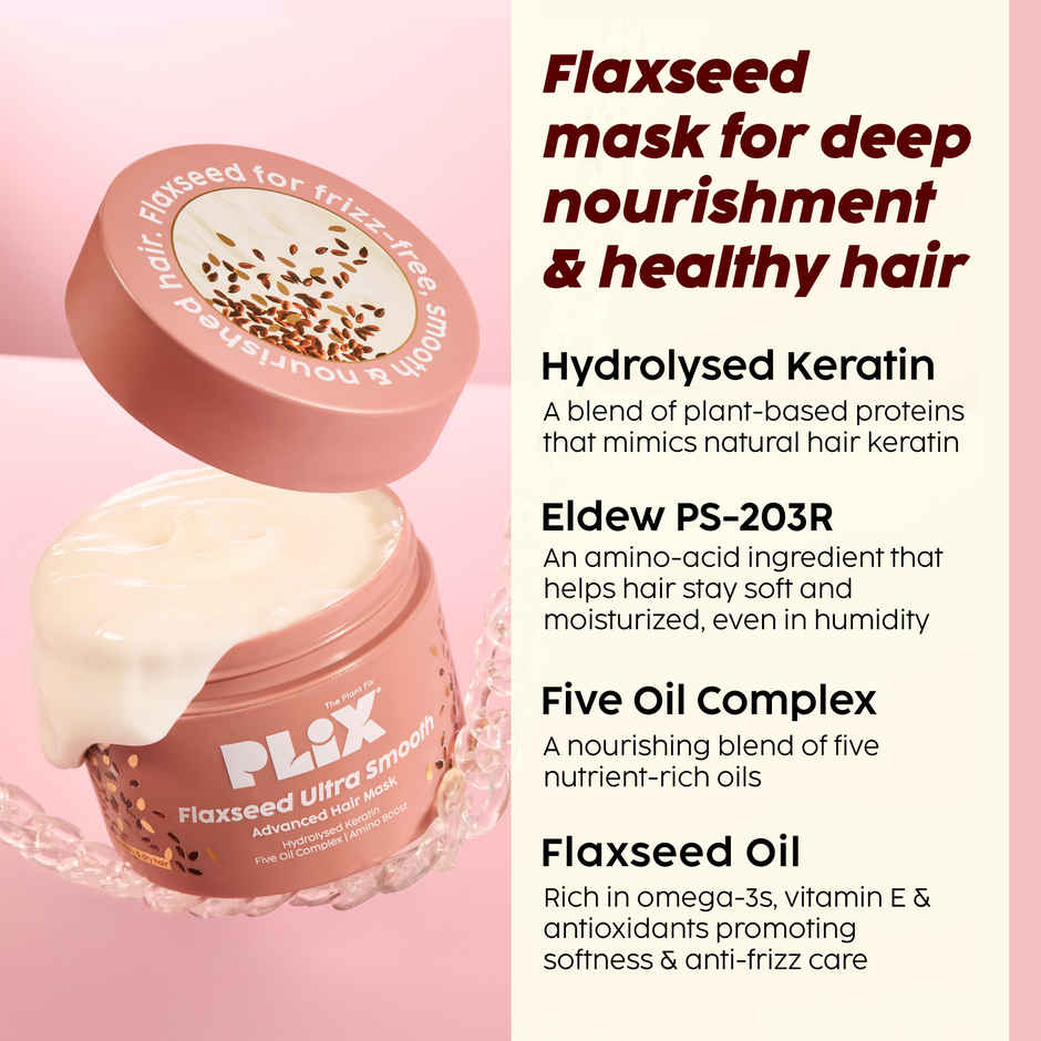 PLIX Flaxseed Keratin Smoothening Mask, Shampoo & Conditioner
