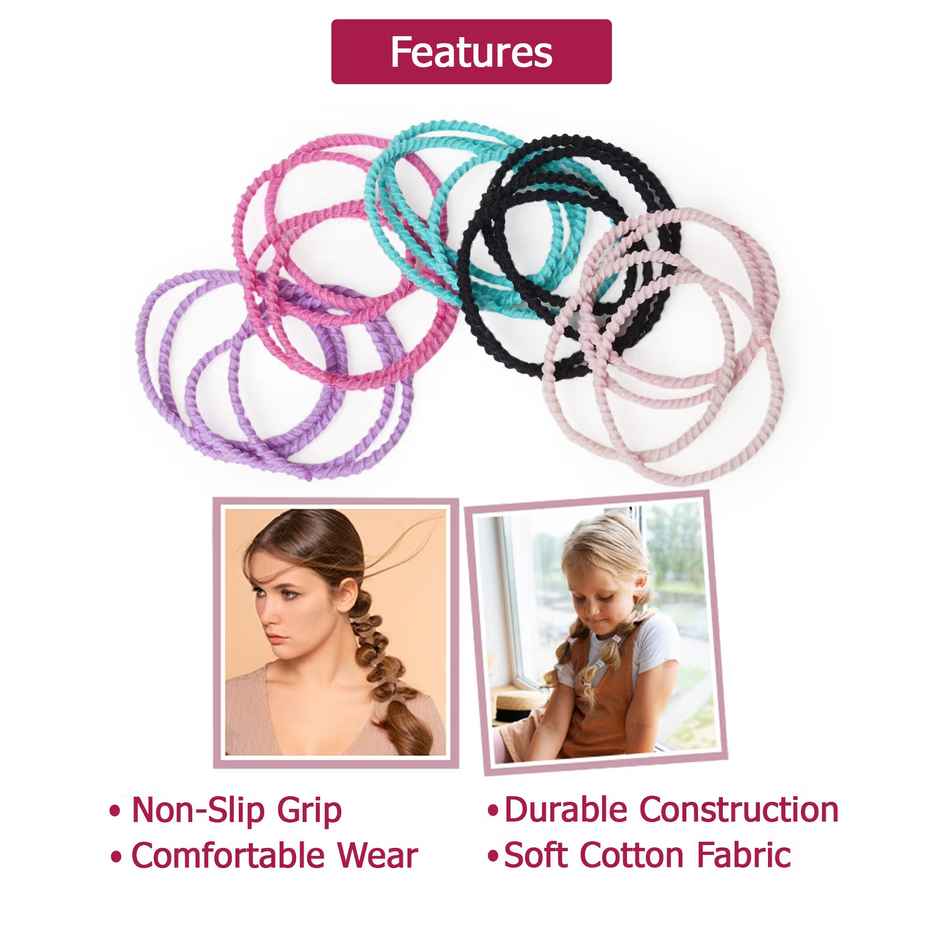 Bronson Professional 20 Pcs Elastic Hair Rubber Bands Hair Ties Soft Stretchable Multicolor